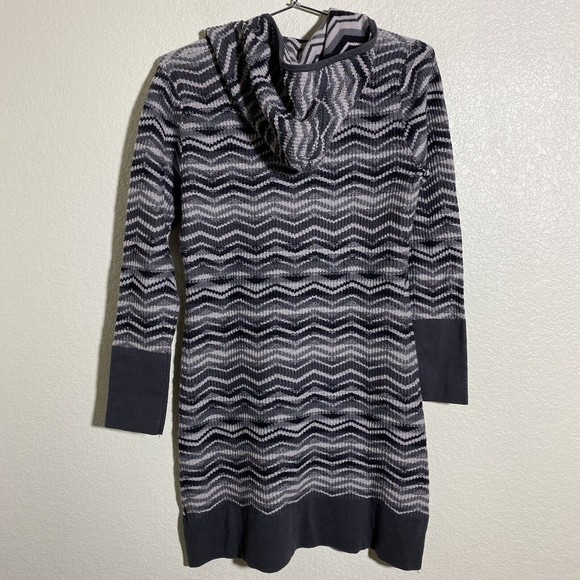 Prana Womens Dress Size Large Chevron Gray Hoodie Long Sleeve Meryl - Picture 2 of 7
